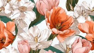 多彩郁金香花卉图案背景