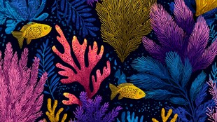 梦幻海底珊瑚与游鱼图案