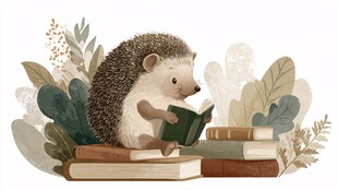 刺猬读书图