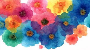 缤纷水彩花卉图案