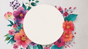 花卉环绕的圆形空白背景