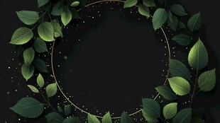 绿叶环绕的黑色背景边框