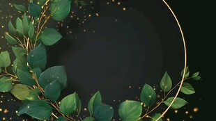 黑金绿叶边框背景图
