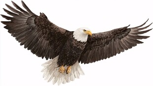 展翅翱翔的白头海雕