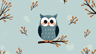 枝头萌趣猫头鹰图案背景