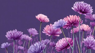 梦幻紫色系花卉绽放美景