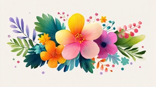 缤纷花卉插画 色彩绚丽