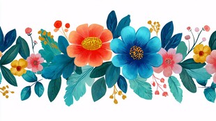 多彩花卉边框图案