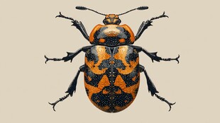 橙黑相间甲虫特写