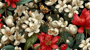 花卉与蝶虫的自然美景