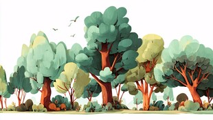 清新森林景观插画