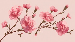 粉色康乃馨花枝特写