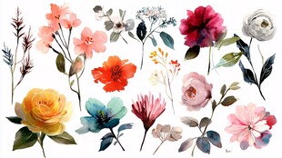 多彩手绘花卉素材集合