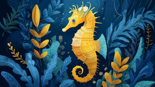 梦幻海底的黄色海马