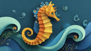梦幻折纸海马畅游海洋