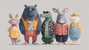 时尚动物们的趣味造型秀