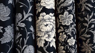 黑白花卉图案精美布料