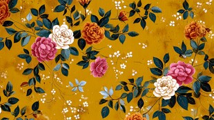 金黄底繁花锦簇花卉图案