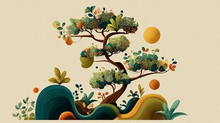 梦幻森林中的奇幻树木景观