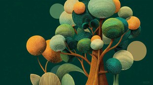 奇幻多彩抽象树艺术图景