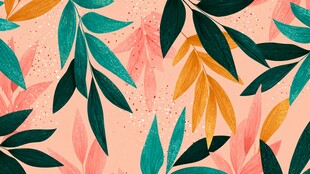粉色背景的多彩叶片图案