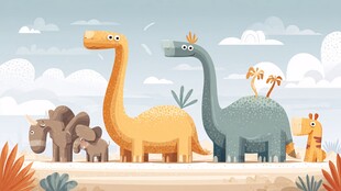 可爱恐龙家族在史前场景