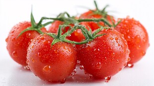 新鲜带水珠的红番茄