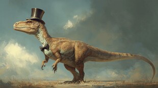 戴礼帽领结的时髦恐龙