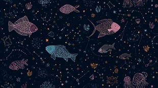 梦幻海底鱼类插画图案