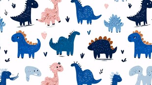 可爱卡通恐龙无缝图案