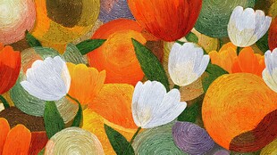 多彩郁金香花卉插画