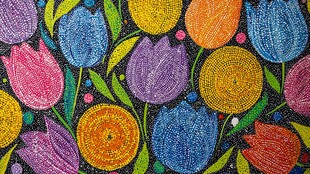 多彩刺绣花卉图案