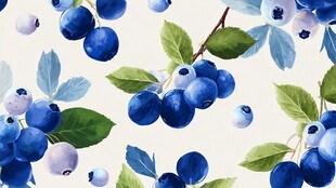 水彩风蓝莓花卉无缝图案