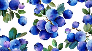 水彩绘蓝莓清新图案