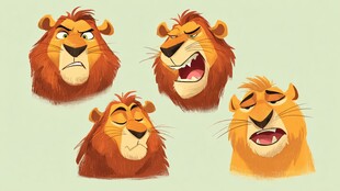 狮子多样表情插画