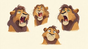 狮子多样表情插画