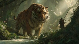 丛林中勇士与猛虎的对峙