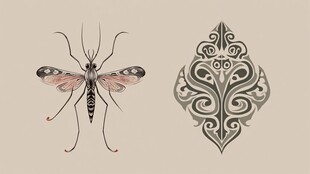 蚊与精美纹饰图案展示