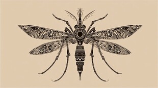 机械风蚊子插画设计图