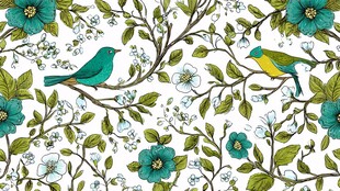 花鸟绘景 清新自然图案