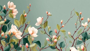 春日绽放的淡雅花卉风景