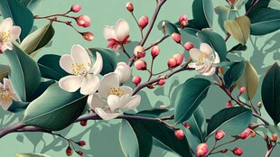 春日繁花绿叶生机景象