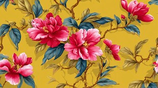 黄底花卉精美图案纹理