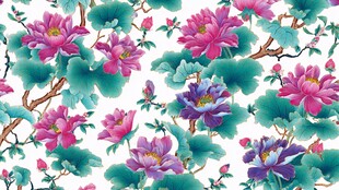 中式荷花花卉图案纹样