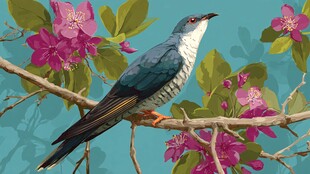 枝头青鸟伴繁花