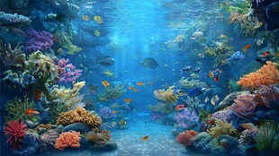 梦幻海底世界珊瑚与鱼群