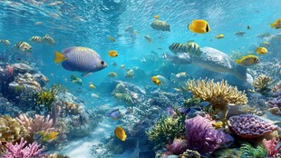 梦幻海底世界的多彩鱼群