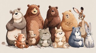 可爱动物们的温馨大合照