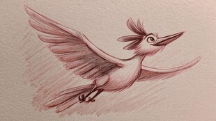 手绘展翅飞鸟图