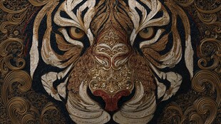 华丽虎面图腾艺术插画